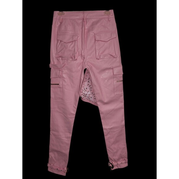 Guapi Pants Mens 28 Limited Edition Pink Faux PU Leather Cowboy Buckle Bandana - Picture 5 of 16